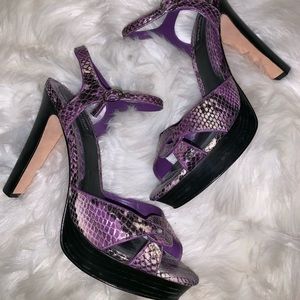White House Black Market Purple Snakeskin Heels